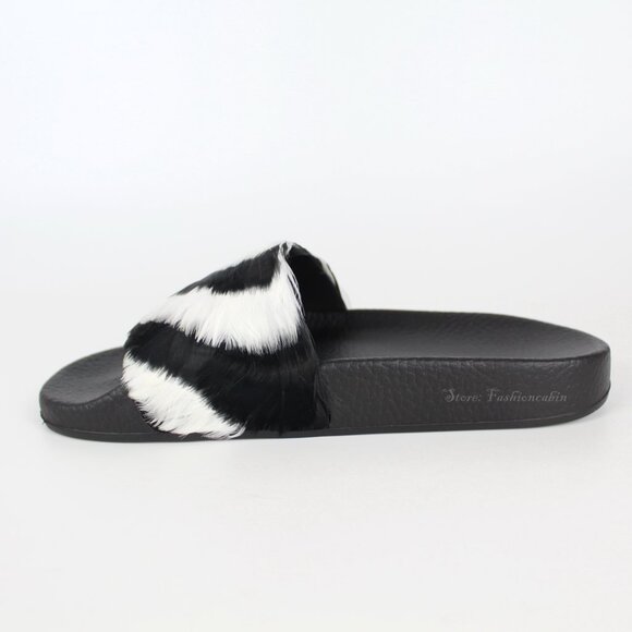 NEW VALENTINO Feather Slides Sandals | Bold Zebra Look for Resort & Lounge Wear - Picture 5 of 15
